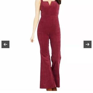 Cranberry Altar’d State Large Flare Overalls Jumpsuit
